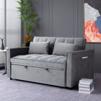 Gewnee 55'' Modern Convertible Velvet Sofa Bed with Pull-Out Twin Bed, Adjustable Backrest for Living Room, Office (Dark Gray)