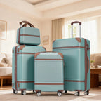 DUOSONG Hardshell Luggage Sets 4 Pieces 20"+24"+28" Luggages And Cosmetic Case Spinner Suitcase With Tsa Lock Lightweight White ABS Travel Luggage Hard Case