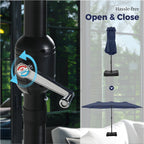 Alpha Joy 15ft Outdoor Patio Umbrella Extra-Large Double-Sided Garden Umbrella with Crank Handle and Base - Smoky Gray