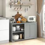 Costway Kitchen Storage Cabinet Sideboard Buffet Cupboard Wood Sliding Door Pantry White