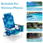 Costway 2-Pack Folding Backpack Beach Chair Table Set 5-Position Outdoor Reclining Chair Pink