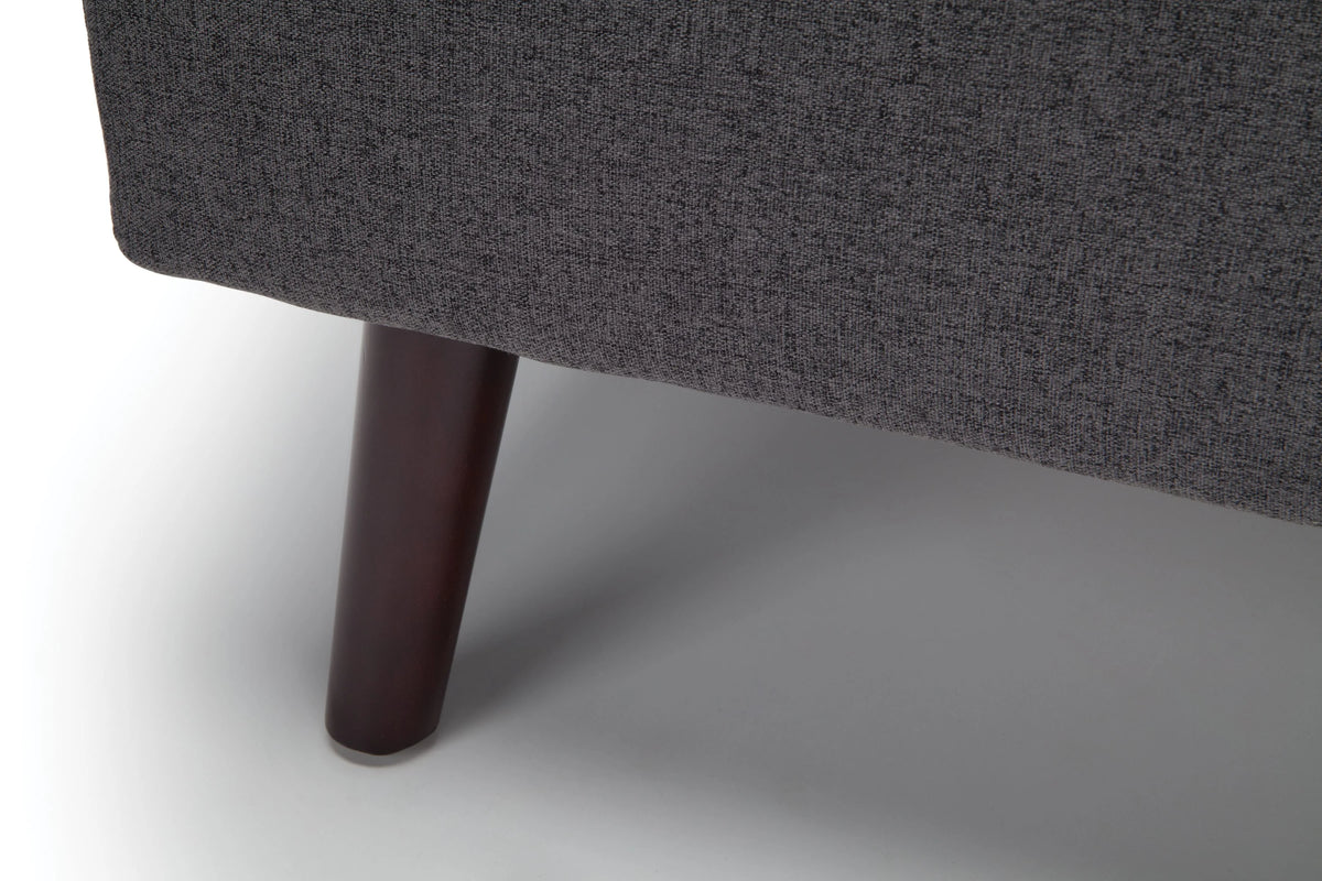 OFM Mid Century Modern Tufted Fabric Storage Ottoman, Walnut Legs, in Beige