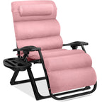 Best Choice Products Oversized Zero Gravity Chair, Folding Recliner w/ Removable Cushion, Side Tray - Fossil Gray