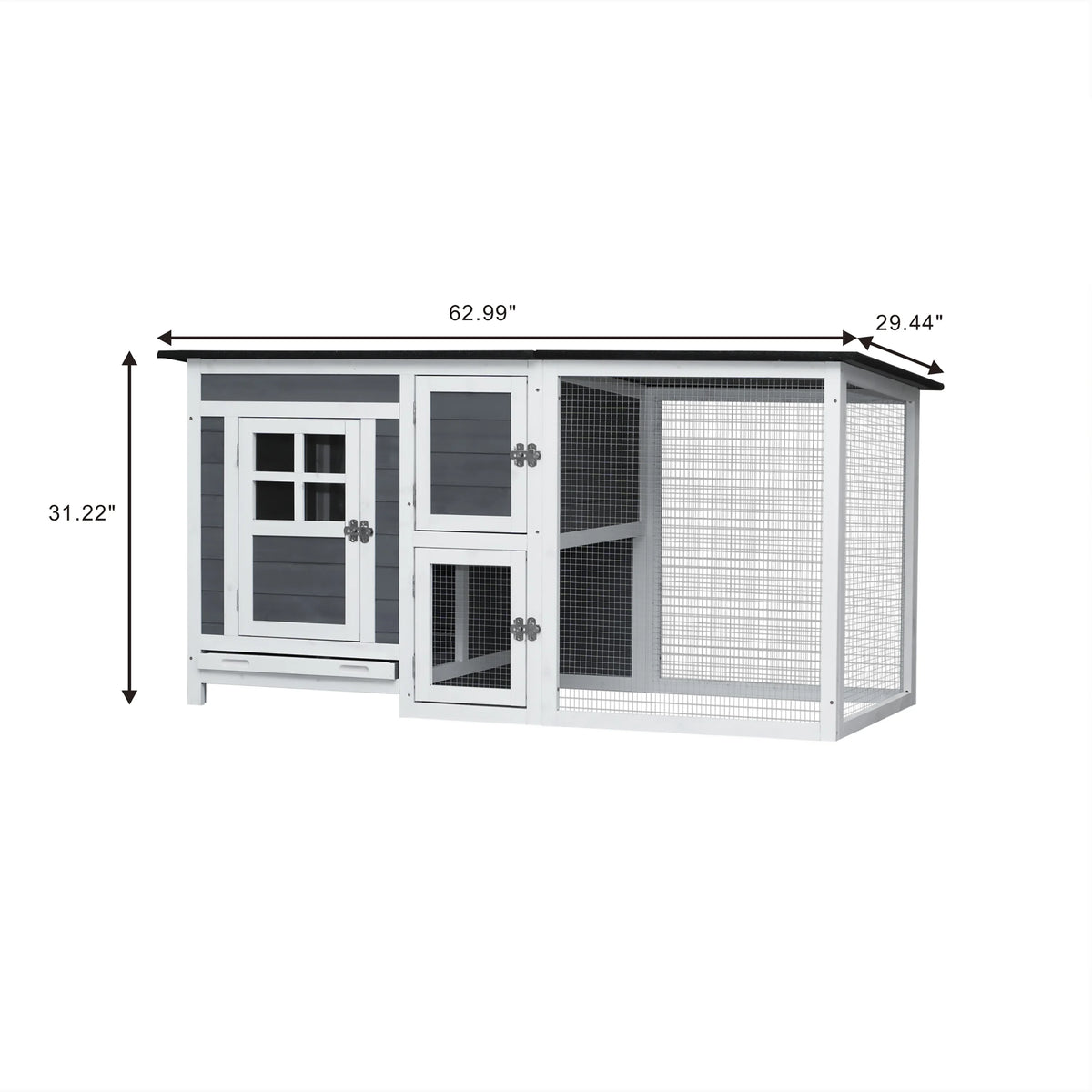 Chicken Coop with Run Wooden Cage,Outdoor Indoor Chicken Rabbit Small Animal House