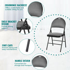 Costway Set of 6 Folding Chairs Fabric Upholstered Padded Seat Metal Frame Home Office Beige