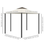 Outsunny 10' x 10' Patio Gazebo Outdoor Canopy Shelter with Aluminum Frame, Double Tier Roof, Netting and Curtains for Garden, Lawn, Cream White
