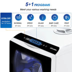 AIRMSEN Portable Countertop Dishwasher with 5-Liter Built-in Water Tank and Air-Dry Function, 5 Washing Programs, AE-TDQR03