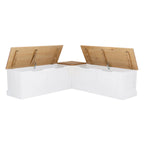 Linon Nook Bench Collection L-Shaped Wood Farmhouse Breakfast Bench with Hidden Storage, White