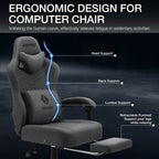 Hoffree Gaming Chair with Massage Fabric Office Chair with footrest for Adults, Ergonomic Gamer Chair with Headrest and Lumbar Support for Office Gaming, 440 LBS