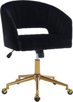 Home Office Swivel Desk Chair, Modern Velvet Vanity Chair, Height Adjustable Armchair with Gold Base, Ergonomic Office Chair for Task Study Computer Room, Beige