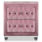 FOA Cyndi 3pc Pink Fabric Bedroom Set- Full + 2 Nightstands and Care Kit