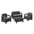 Keter Corfu All Weather Resin 4 Piece Patio Conversation Set, Graphite