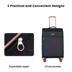 Travelhouse 4 Piece Luggage Set Softside Expandable Lightweight Suitcase with Double Spinner Wheels.(Black)