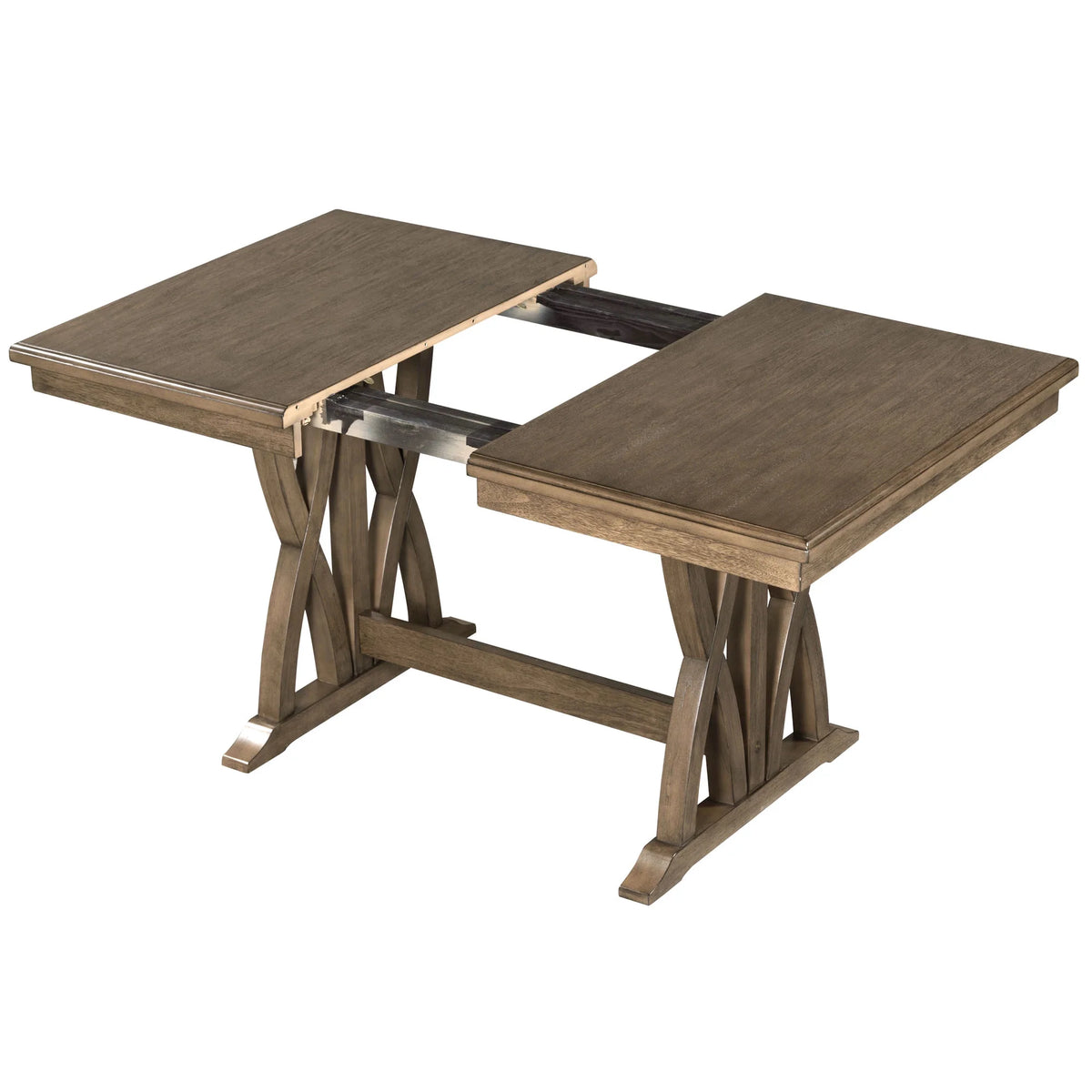 Harper & Bright Designs Farmhouse 7 Pieces Extendable Dining Table Set for 6, Solid Wood Kitchen Table with Butterfly Leaf and 6 Upholstered Chairs, Brown