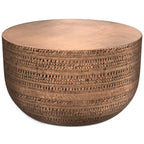 Johnsen 29.5 inch Wide Boho Metal Coffee Table in Antique Copper Iron, Assembled