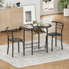 Vineego 3 Pieces Dining Set for 2 Small Kitchen Breakfast Table Set Space Saving Wooden Chairs and Table Set,Black