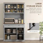 HOMCOM 71" Tall Kitchen Pantry Storage Cabinet with Microwave Stand, Gray