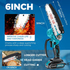 Saker 6 Inch Mini Chainsaw, Handheld Pruning Chainsaw, Electric Cordless Chainsaw for Tree Branches, Courtyard, Household & Garden, With 2PCS 20V 1500mAh Batteries & 3 PCS Chains