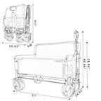 3-in-1 Collapsible Wagon Cart with Bench Seat, 500lbs Convertible Heavy Duty Utility Wagon with Flexible Handle, All-Terrain Folding Grocery Cart with Wheels for Shopping, Camping, Orange