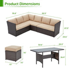 AECOJOY 7 Piece Patio Furniture Set PE Rattan Outdoor Dining Set Sectional Sofa Couch with Table Patio Conversation Set in Gray
