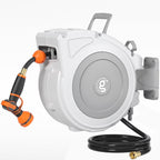 Giraffe Tools Retractable Garden Hose Reel with 1/2in-100ft Water Hose, Plastic Bracket, Wall Mounted, Dark Grey