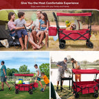 VECUKTY Collapsible Garden Wagon Cart with Removable Canopy Black