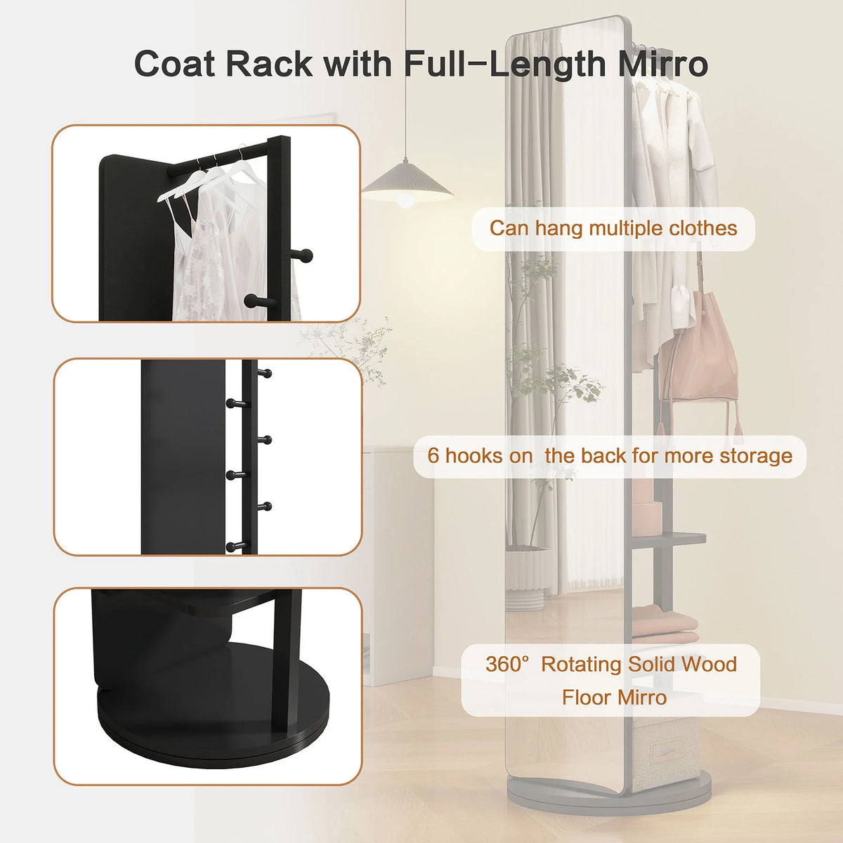 Full-Length Mirror on Rubber Wood Frame 65.7 x 17.7 Inches Ideal for Dressing Rooms and Living Spaces for Versatile Use