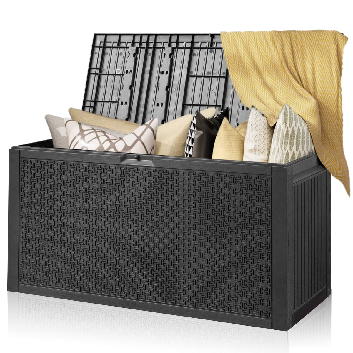 Ktaxon 90 gal Outdoor Garden Plastic Storage Deck Box Gray