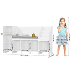 Homfa Kids Bookcase with Reading Nook, Wooden Kids Bookshelf and Storage Toy Cube Organization with Adjustable Shelf, 31.5'' H x 54.5'' W, White