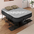 Uforic Inflatable Queen Air Mattress with Built-in Pump, Frame, Velvet Surface & Portable Storage Case, Khaki