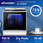 AIRMSEN Portable Countertop Dishwasher with 5-Liter Built-in Water Tank and Air-Dry Function, 5 Washing Programs, AE-TDQR03