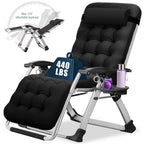 NAIZEA 2 Pack Zero Gravity Chair, Foldable Portable Lawn Recliner with Cushion, Headrest, Cup Holder, Black