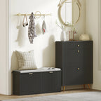 HOMCOM Shoe Bench with Padded Seat Cushion and Flip-Drawer, Entryway Bench Holds up to 529lb, 40.9x10.2x18.7 Inches, Black
