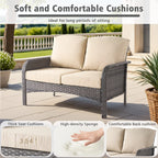 Ovios 5 Pieces Outdoor Patio Furniture Set High Back All Weather Wicker Conversation Set with Swivel Chairs & Coffee Table, Dark Gray