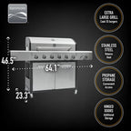 Kenmore 6-Burner Propane Gas Grill with Side Burner, PG-40611S0L, Stainless Steel with Black Trim