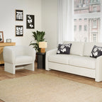 Beautiful Small Space Accent Chair by Drew Barrymore, Beige and White Linen