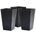 Outsunny Set of 3 Tall Planters with Drainage Hole, Outdoor Flower Plant Pots, Indoor Planters for Porch, Front Door, Entryway, Patio and Deck, Black