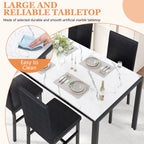 5 Piece Dining Room Table Set, Modern Dining Table Sets with Gray Velvet Upholstered Chairs for 4, Faux Marble Pattern Rectangle Kitchen Table Set for Bar Living Room Breakfast Nook Small Space
