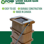 FCMP Outdoor WG4000-GRY Home Outdoor Wood Grain Rain Water Catcher Barrel