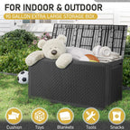 Ktaxon 90 gal Outdoor Garden Plastic Storage Deck Box Gray