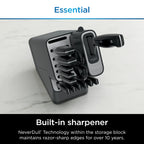 Ninja NeverDull 14-Piece Stainless Steel Essential Knife System with Built-in Sharpener, K12014 Black/Gray