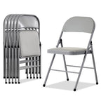6 Pack Gray Folding Chairs with Padded Seats, Portable Stackable Foldable Chairs for Indoor & Outdoor, Commercial Seat with Metal Frame for Events Office Wedding Party, 330lbs Capacity