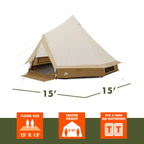 Ozark Trail 15' x 15' 8-Person Bell Tent with String Lights, 22.57 lbs
