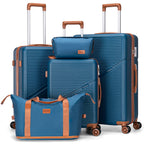 Cosbarn 5 Piece Luggage Sets ABS Hardshell Lightweight Suitcases Sets with TSA Lock Durable Spinner Wheels