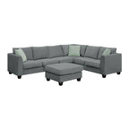 Harper & Bright Designs Modular Sectional Sofa with Ottoman Couch L Shape Corner Sofa Sets 7 Seats Fabric Couch for Living Room, Black, 112 * 87 inch