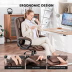 Mainstays Executive Ergonomic High Back Leather Home Office Desk Chair, Black