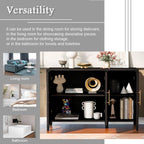 Black Accent Cabinet, Atumon Storage Cabinet Furniture, Modern Buffet Sideboard, Wooden Accent Cabinet with 3 Doors, Accent Storage Cabinet for Entryway Hallway Living Room, 48"L x 17.7"W x 31.9"H
