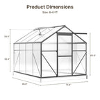 Asofer 6' x 4' Greenhouse for Outdoors, Aluminum Walk-in Green Houses shed with Rain Gutter and Roof Vent for Backyard