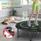 BCAN 450 LBS Foldable Mini Trampoline, 40" Fitness Trampoline with Bungees, Stable & Quiet Exercise Rebounder for Kids/Adults