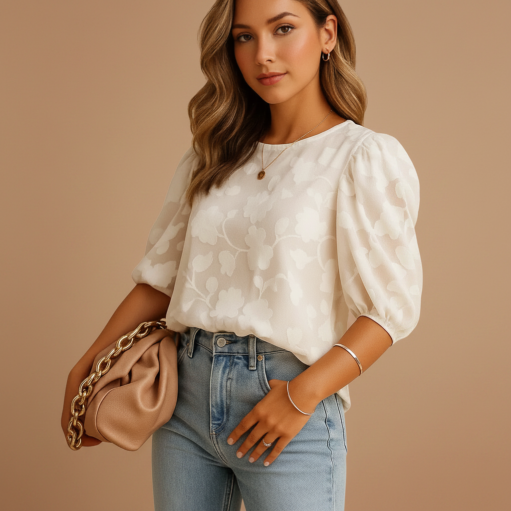 Floral print blouse shown from the front on a plain backdrop
